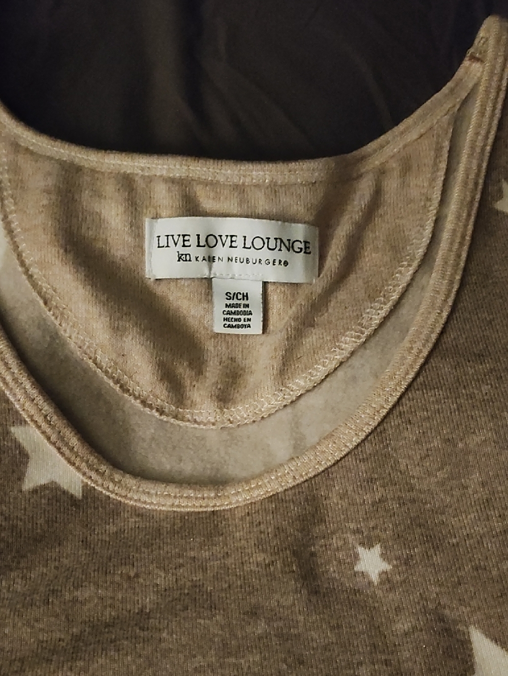 Karen Neuburger Live Love Lounge Beige Star Print Tank Top